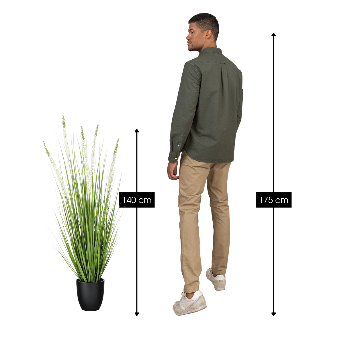 Eremurus kunstgras met pot, groen en wit, 140 cm