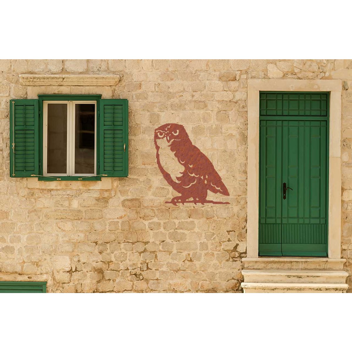 Wanddecoratie uil roestkleur metaal 50,9 cm
