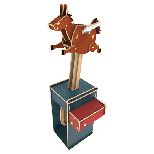 3D mechanische houten puzzel vliegend paard 11 × 12 × 28 cm – 47 stukjes