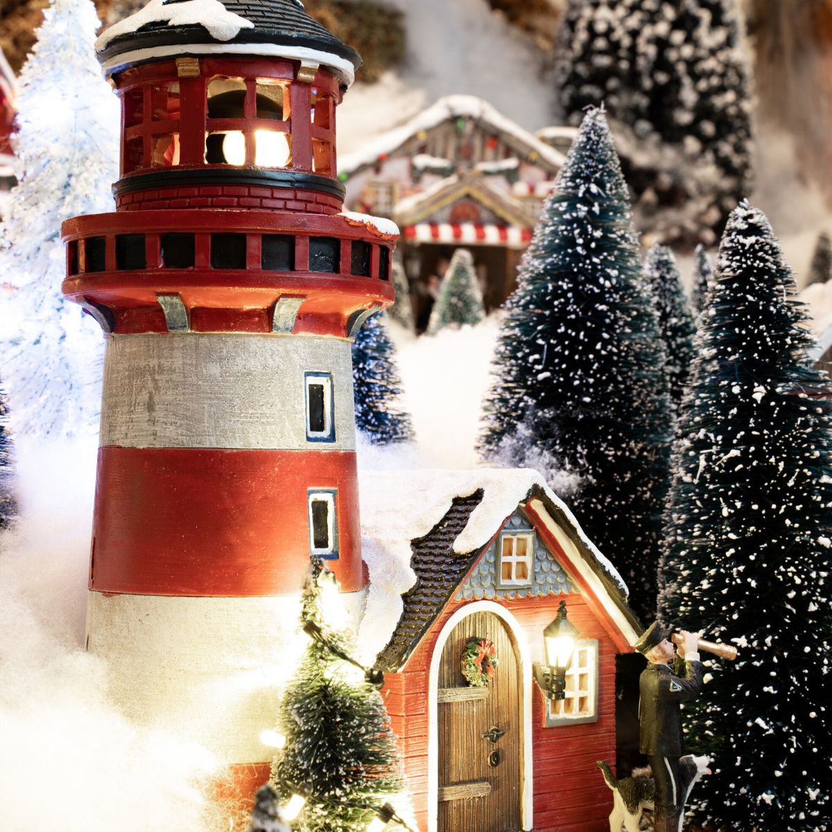 Kerstdorp dennenbomen set, 21 stuks, verschillende hoogtes
