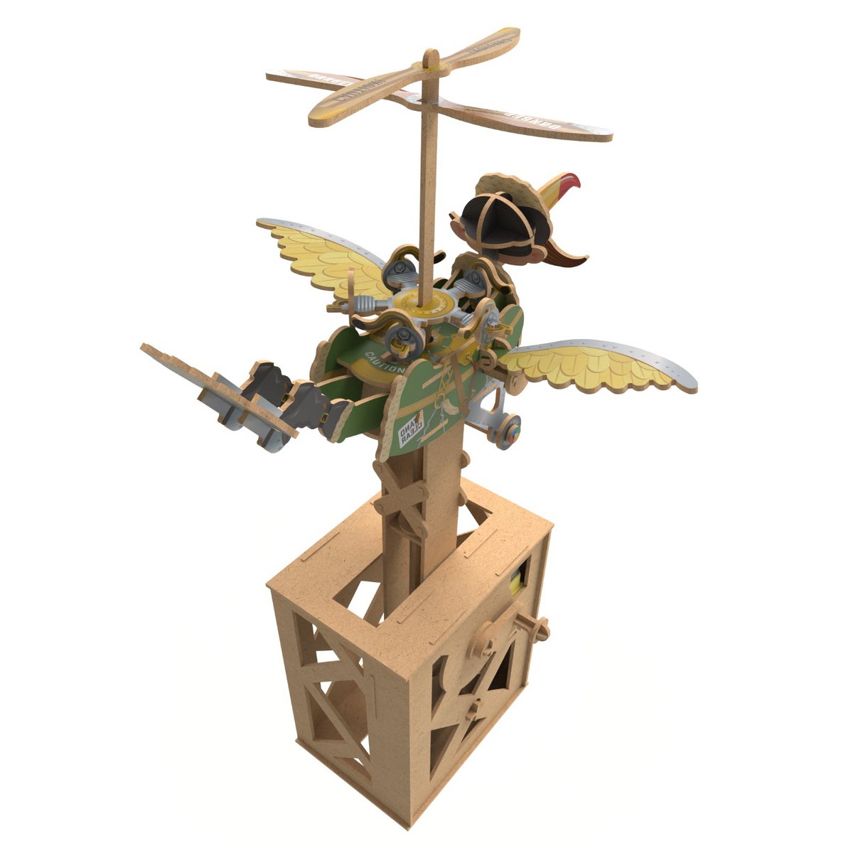 3D mechanische houten puzzel Birdman 26 × 25 × 42,5 cm – 101 stukjes