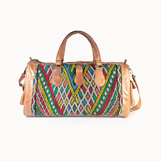 Kilim leren reistas S met authentieke kelim, 35 × 20 × 22 cm