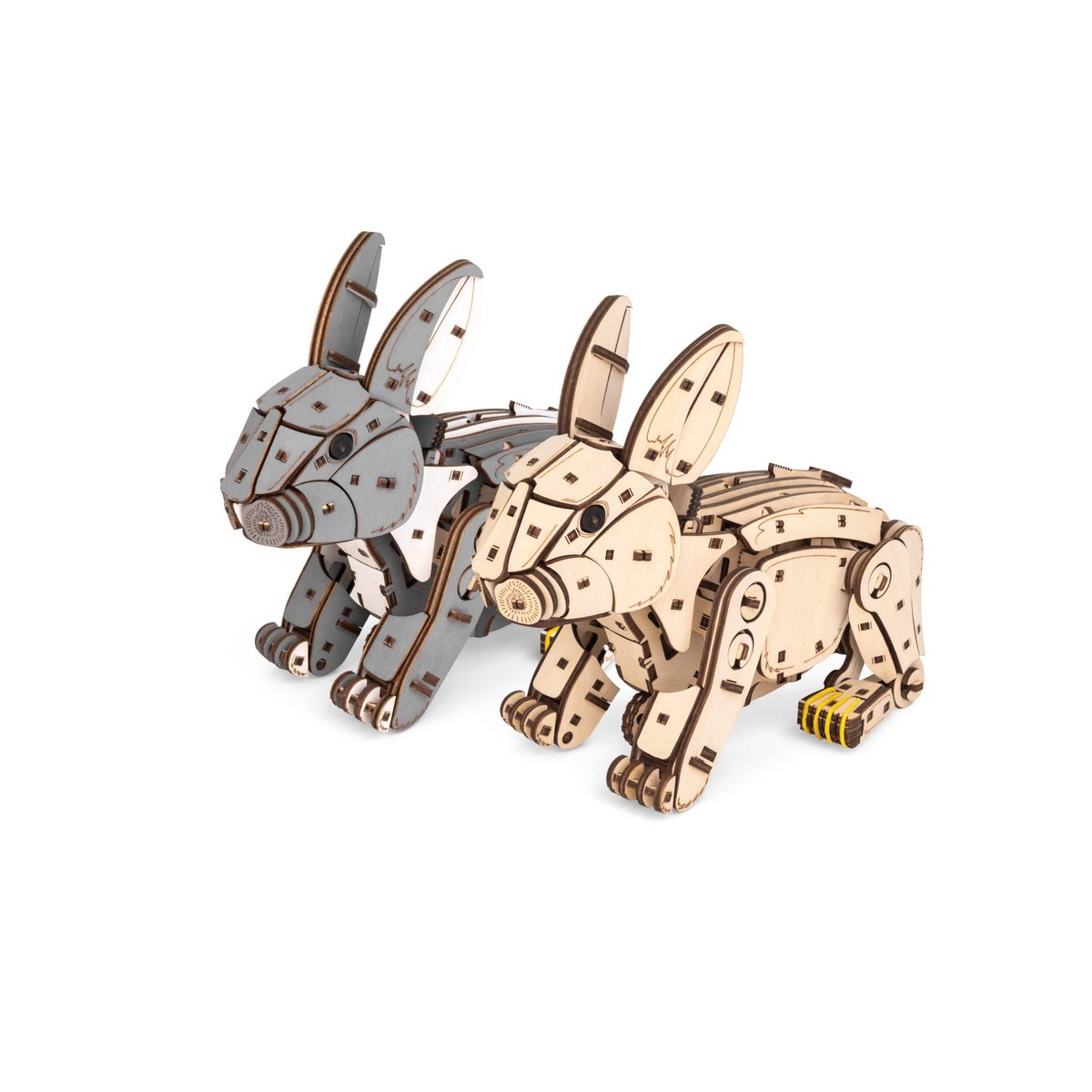 Konijn mechanische houten puzzel grijs, 21,7 × 10,4 × 17,4 cm