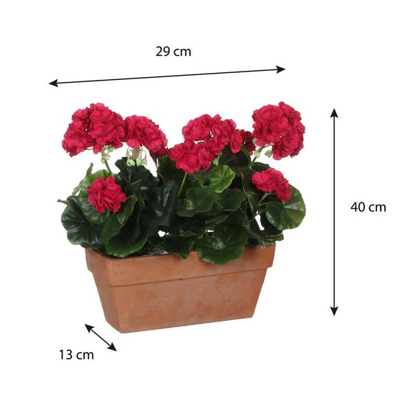 Geranium kunstplant donkerroze, 40 × 13 × 29 cm