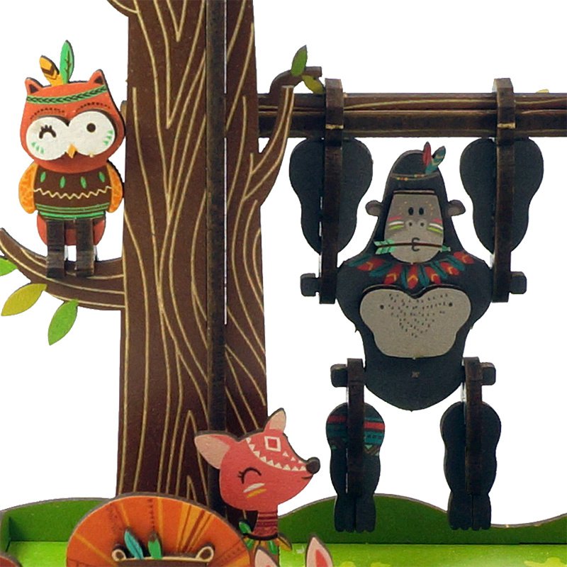 DIY 3D houten muziekdoos Jungle Games, 10,3 x 10,5 x 15,5 cm