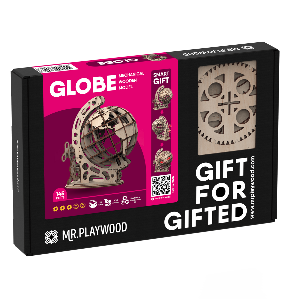 Globe 3D houten puzzel, 34,5 × 24 × 37,5 cm