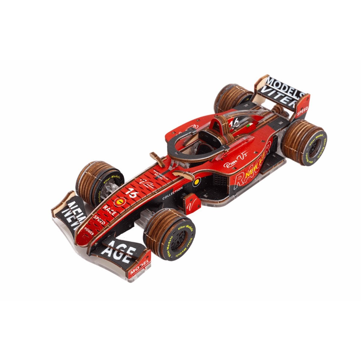 3D mechanisch modelbouw auto Racer V3 rood zwart 17 × 7 × 4 cm – 223 stukjes