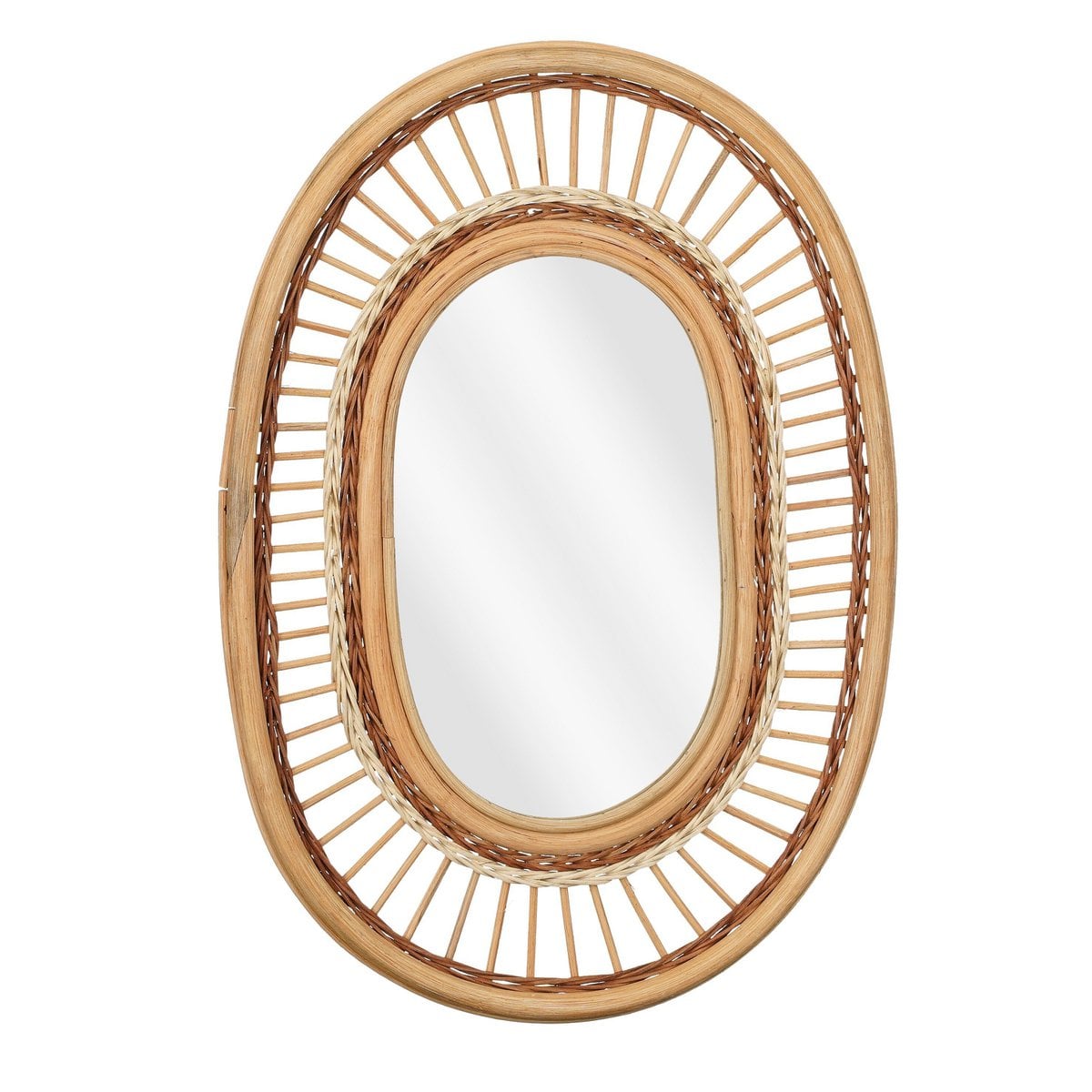 Wandspiegel, rotan, 59 × 40 cm