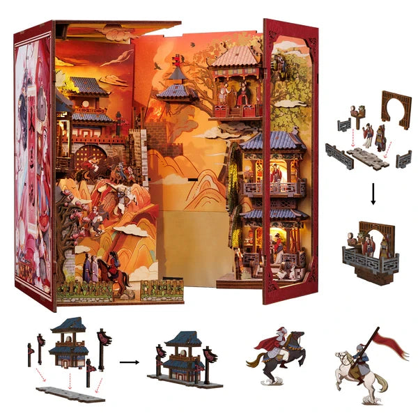 The Legend of Mulan book nook, 18 × 11 × 23 cm