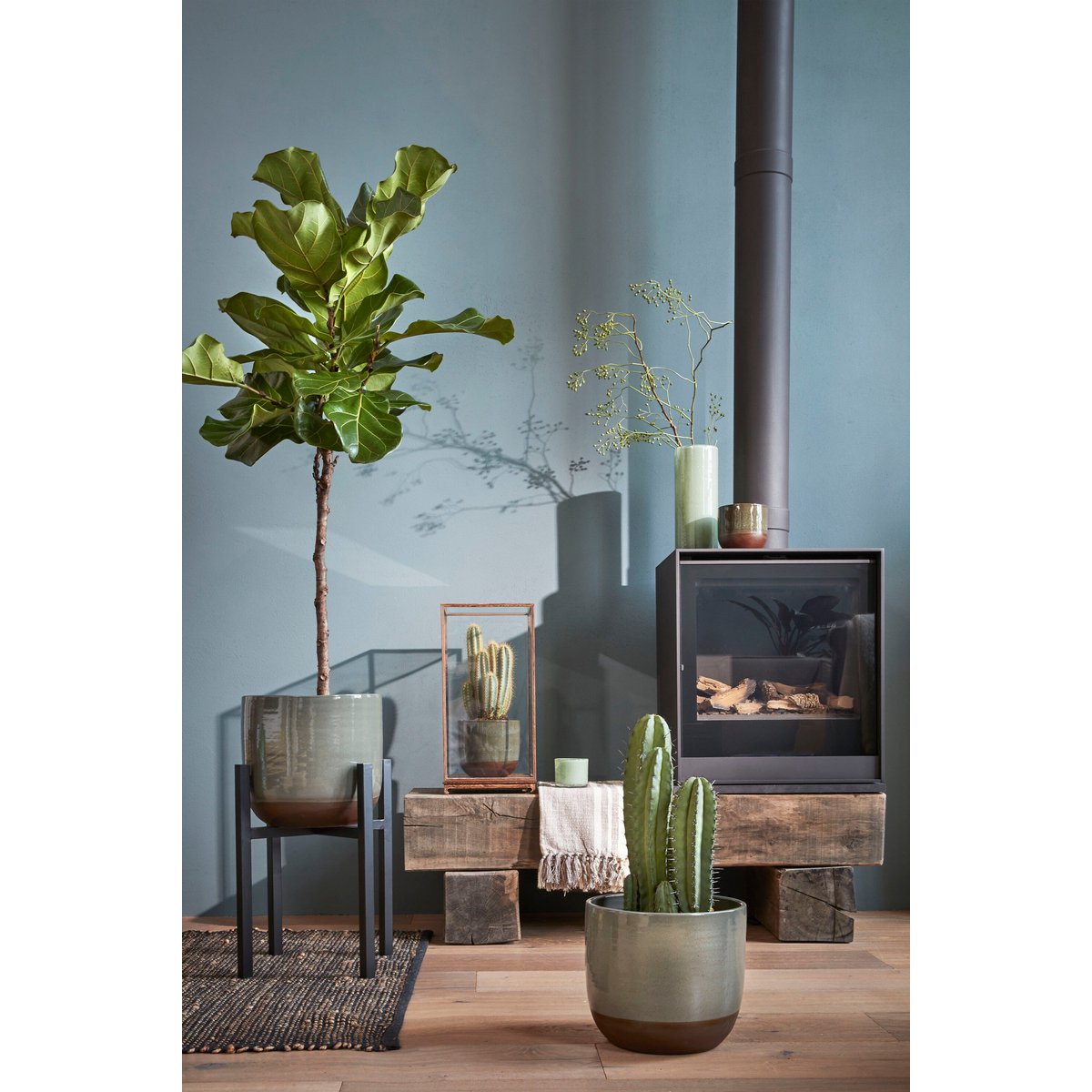 Ascot plantenstandaard XL, zwart, 34 × 34 × 49,5 cm
