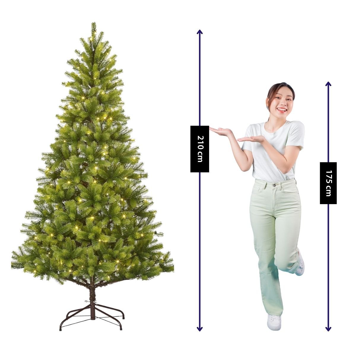 Nagoya kunstkerstboom met verlichting, 210 cm, Ø 115 cm