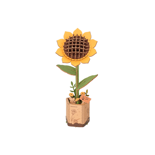 DIY houten bloem zonnebloem 9,5 x 8,5 x 23,5 cm