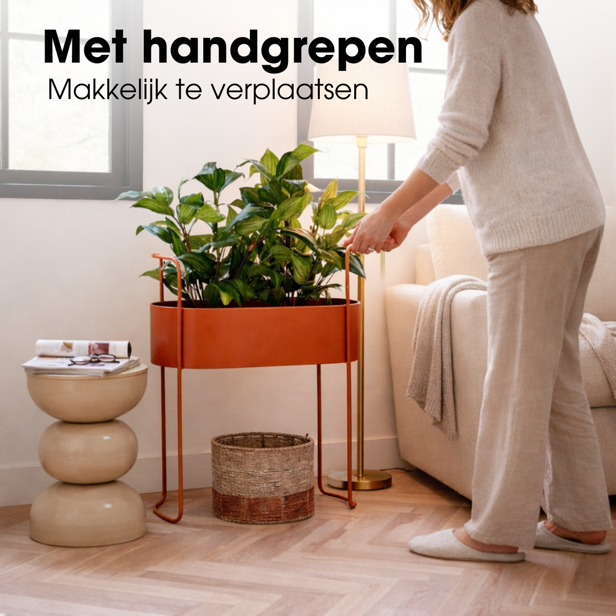 Moritz plantenbak op standaard, rood, 55 × 24 × 65 cm