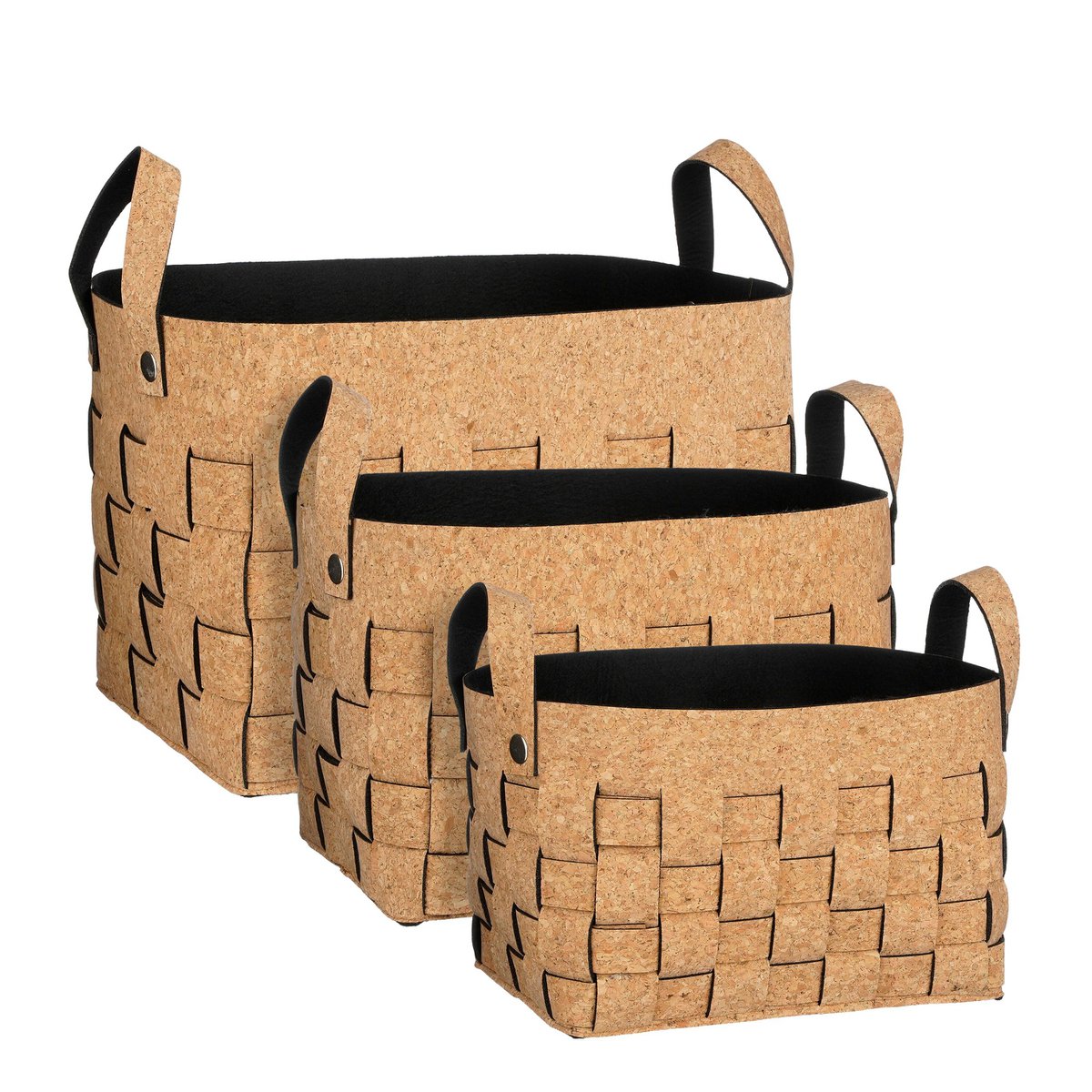 Mica Decorations Opbergmanden – Set van 3 Kurk met Vilt