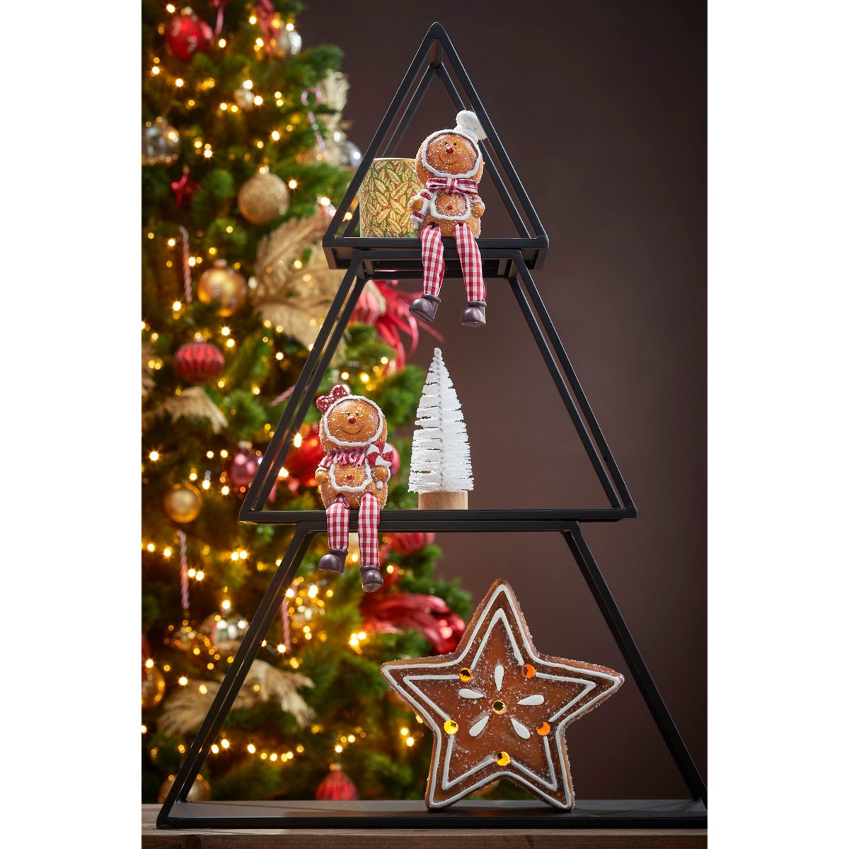 Mica Decorations Etagère Boomvorm – 3-laags Zwart Metaal (50 x 14 x 71 cm)