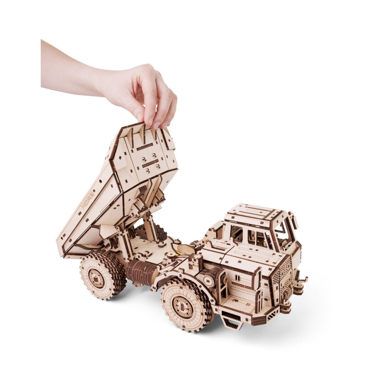 3D mechanische houten puzzel dump truck MOAZ 75053 33,6 × 15,4 × 14,9 cm – 538 stukjes