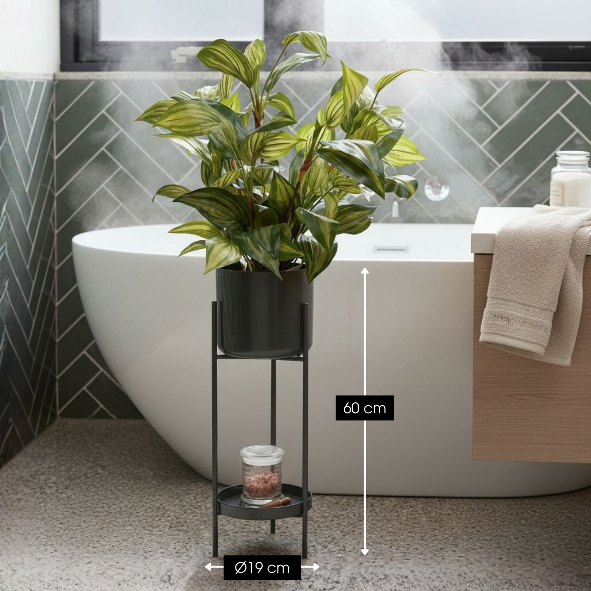 Colyn bloempot op standaard, zwart, Ø 19 × 60 cm