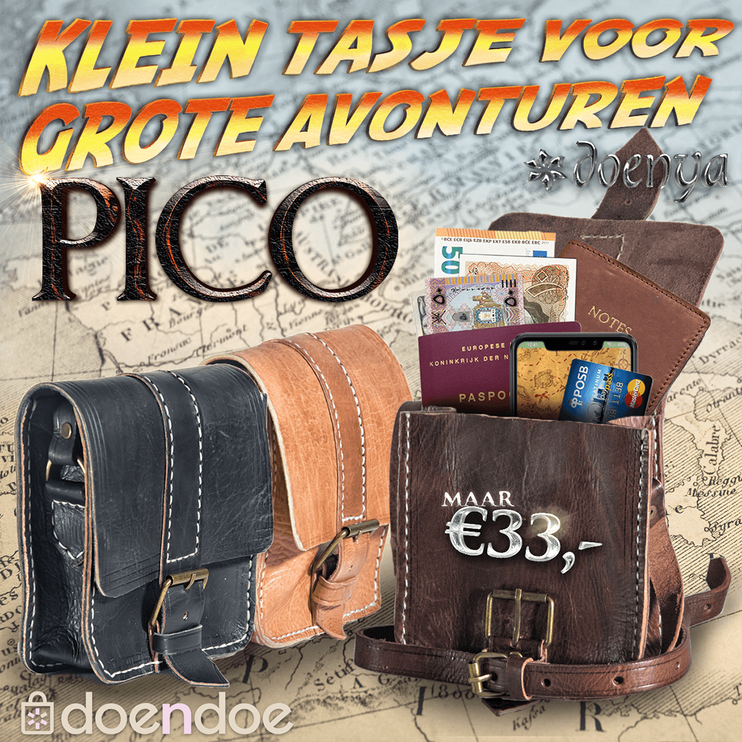 Pico leren tasje, tuigleer, 16 × 6 × 17 cm