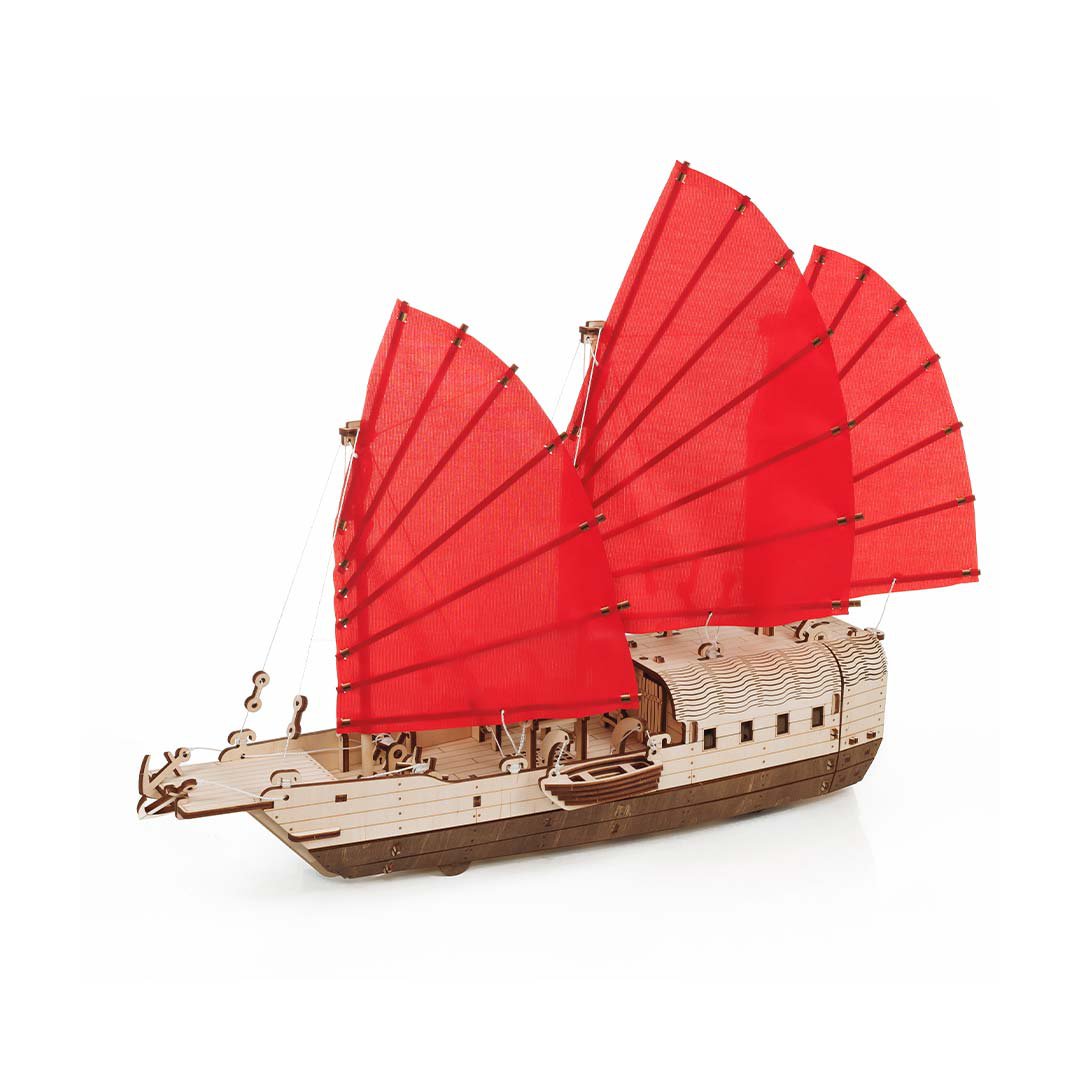 3D mechanische houten puzzel Djong schip 38,5 × 16,5 × 46,2 cm – 246 stukjes