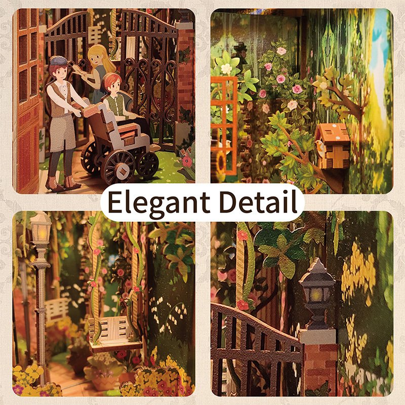 DIY book nook the secret garden bookend, 24,5 cm