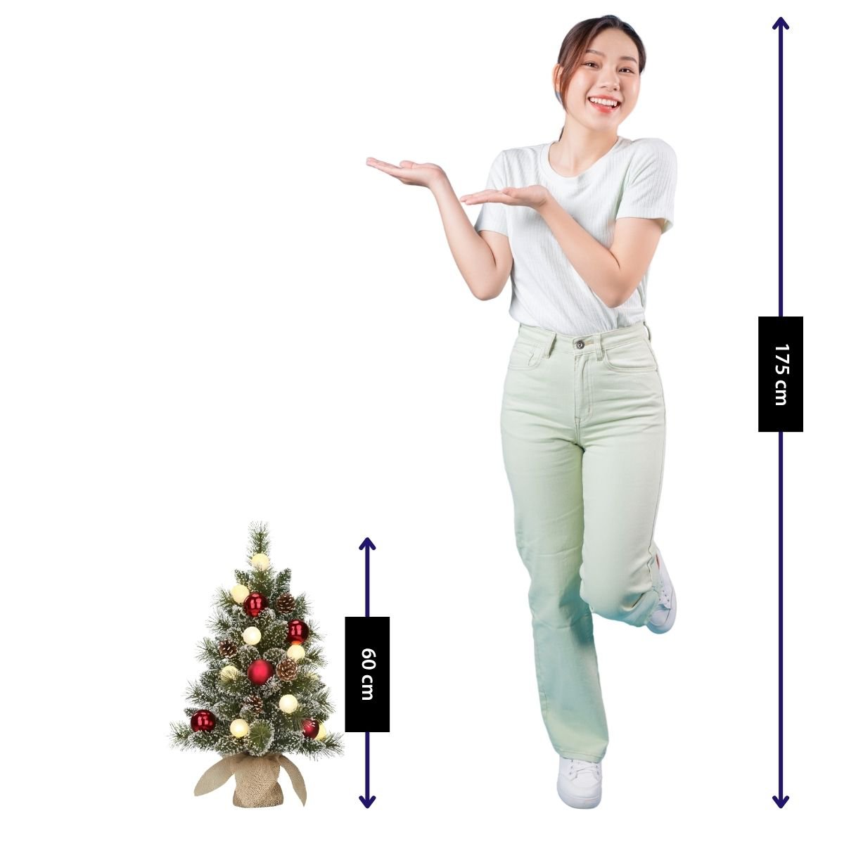 Kaprun kunstkerstboom met rijp-effect en LED, 60 cm, Ø 39 cm