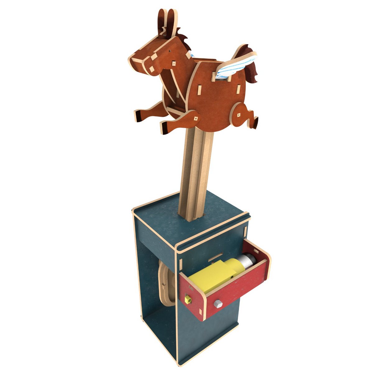 3D mechanische houten puzzel vliegend paard 11 × 12 × 28 cm – 47 stukjes