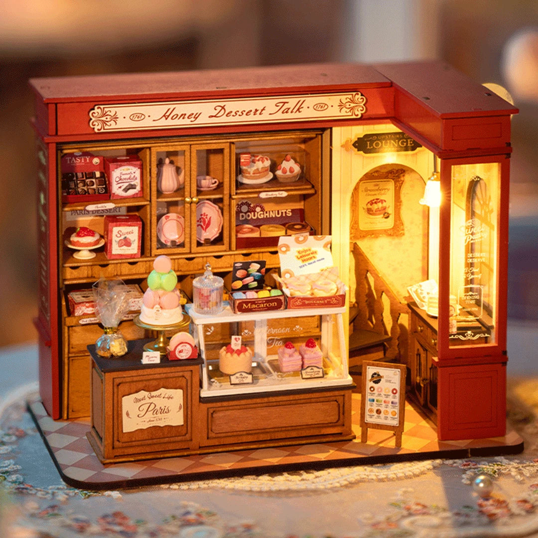 DIY huisje honey dessert talk met led verlichting, 17,3 cm