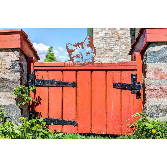 Peekaboo Cat Kitty roest ornament kat – paal en schuttingdecoratie