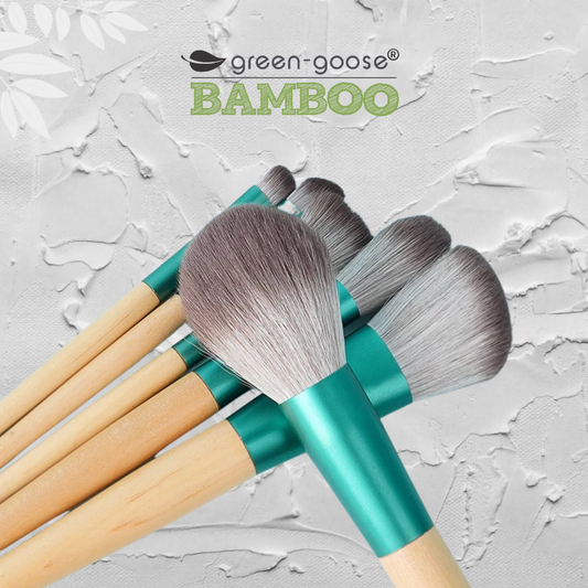 Bamboe make-up kwastenset met bewaartasje, 10 stuks