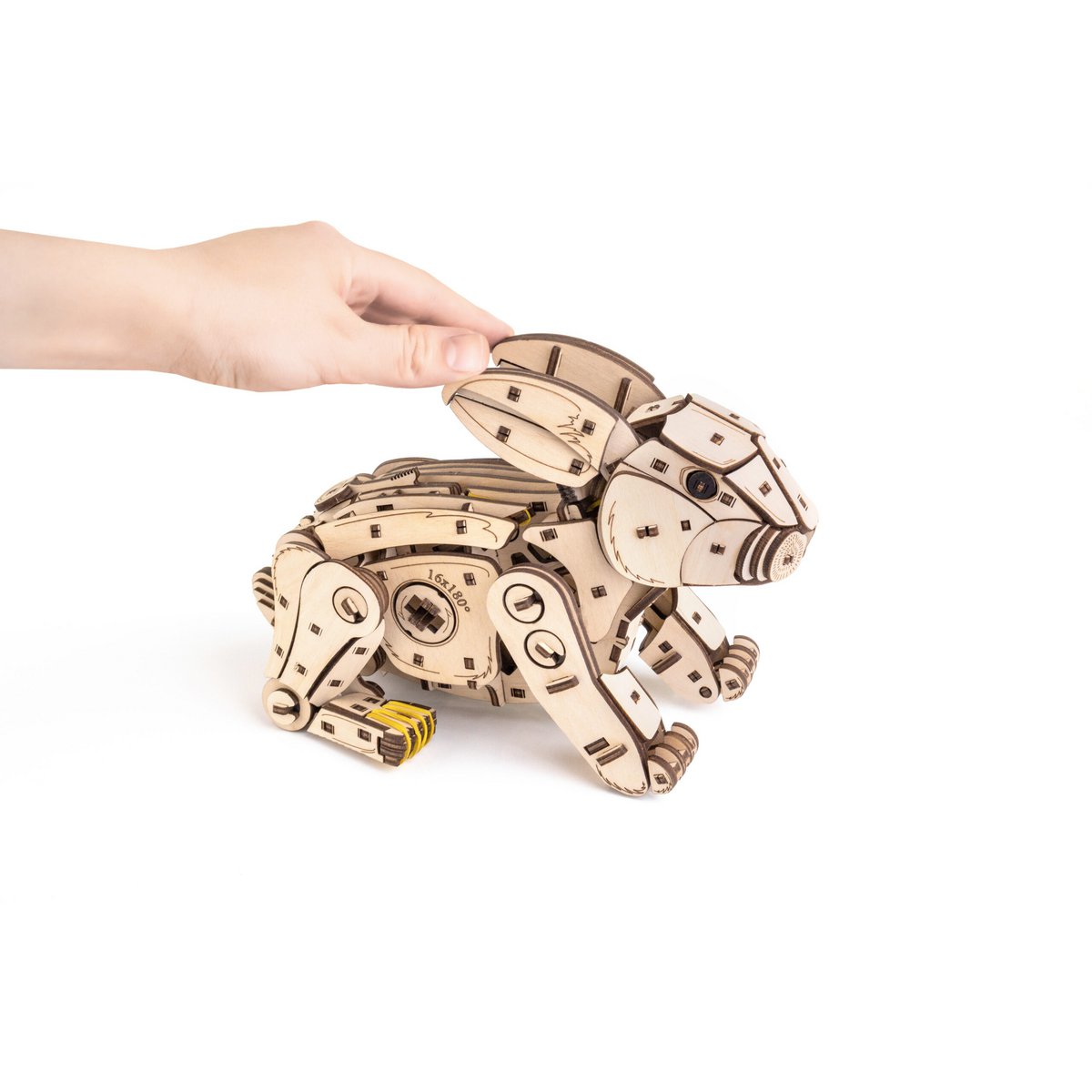 Konijn mechanische houten puzzel, 21,7 × 10,4 × 17,4 cm