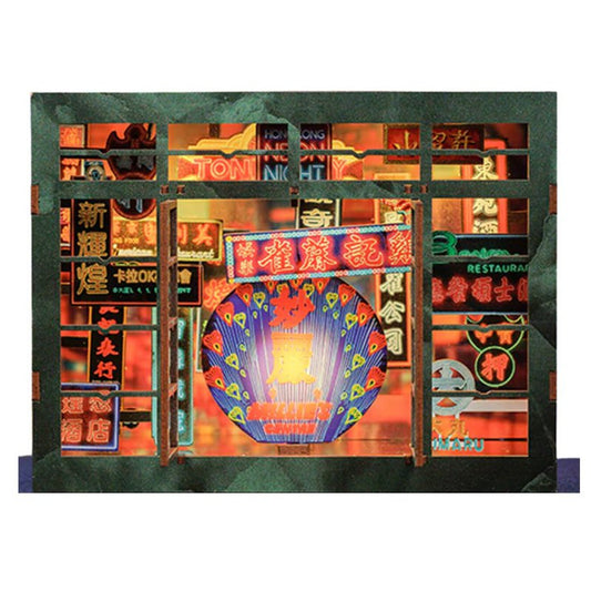 Hong Kong Neon Night book nook, 17 × 10 × 13 cm