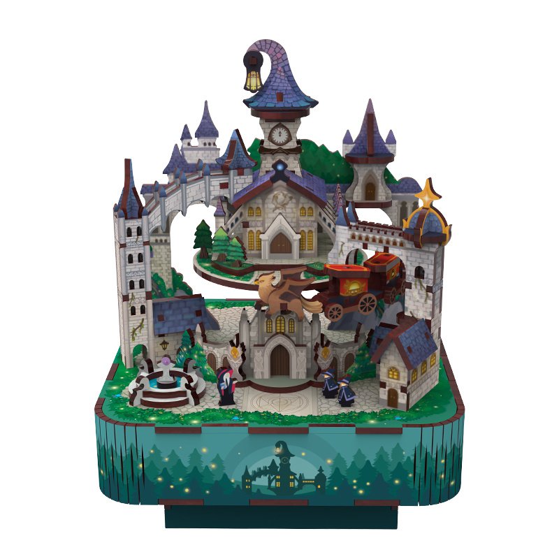 DIY 3D houten muziekdoos Magical Castle 14 x 14 x 18,6 cm