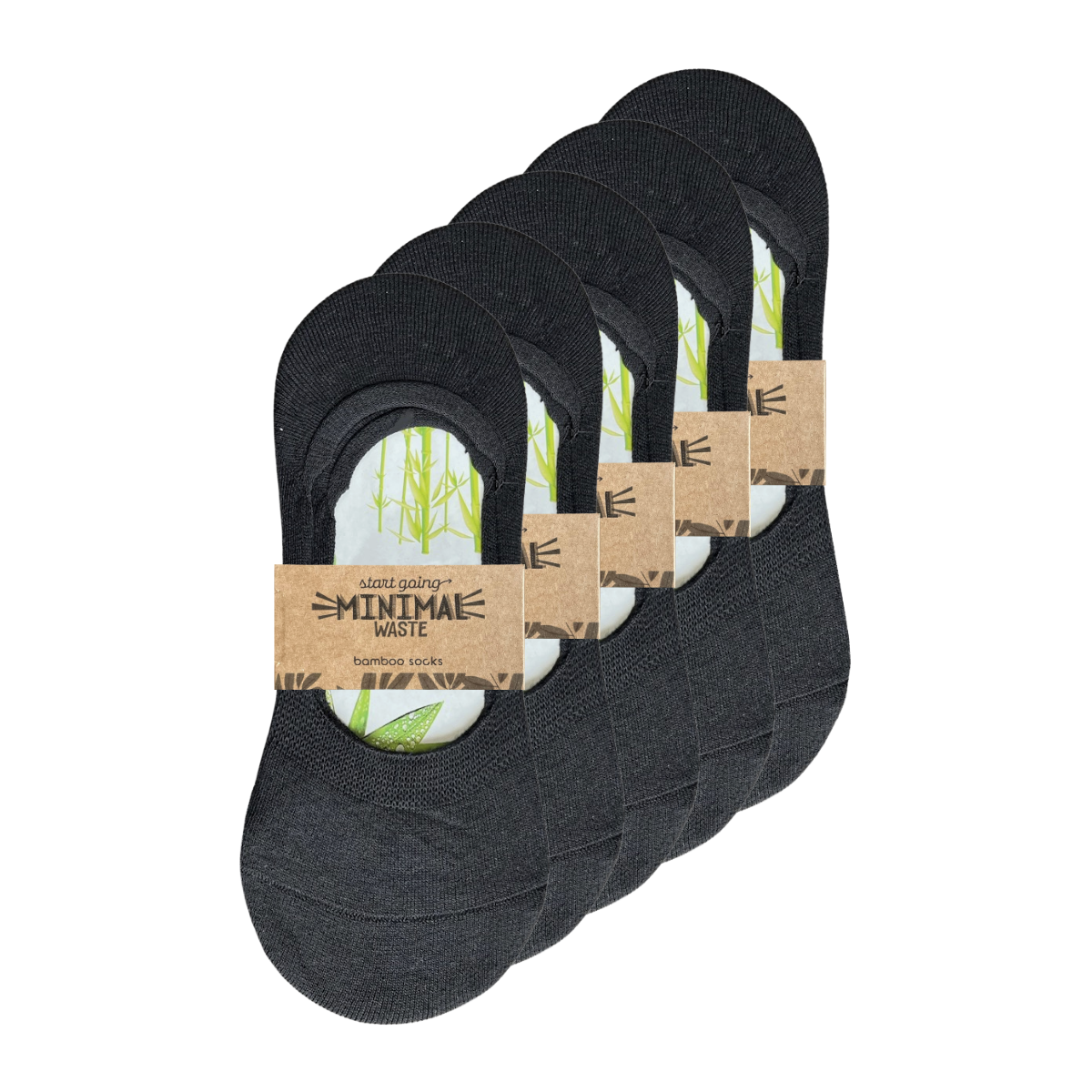 Bamboe footies zwart, 5 paar, 85% bamboe