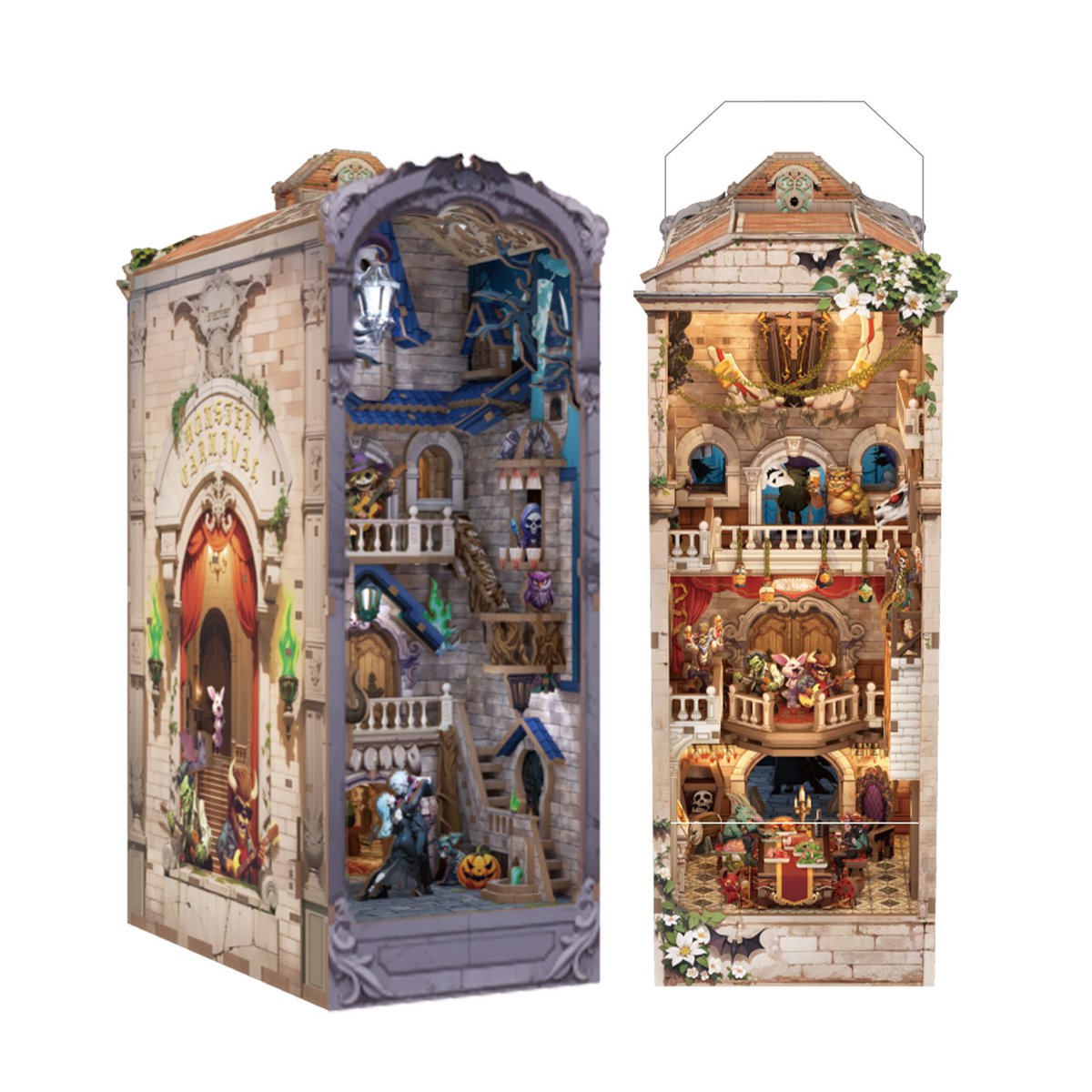 Monster Carnival book nook, 10,7 × 18,2 × 28,3 cm