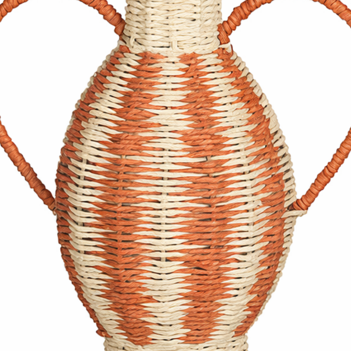 Geweven vaas met handgrepen, lichtgeel en oranje, 38 × Ø 21 cm