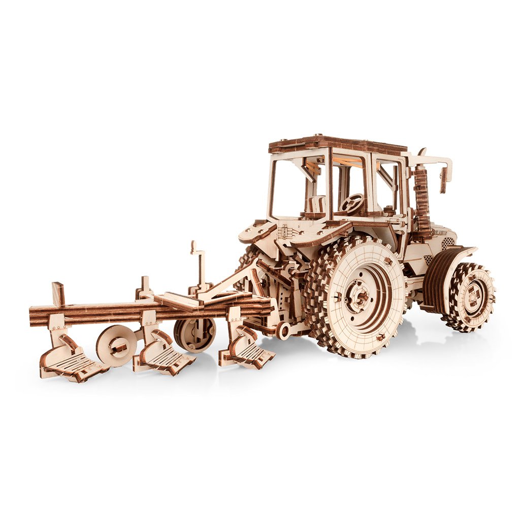3D Mechanische Houten Puzzel Tractor Belarus 82.3 met Ploeg – 325 Stukjes