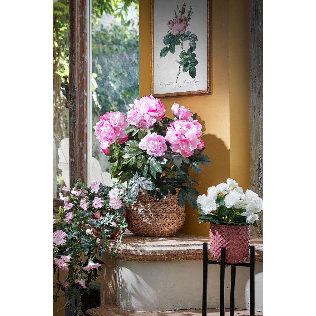 Ascot zwarte metalen plantenstandaard, 24 × 24 × 55 cm