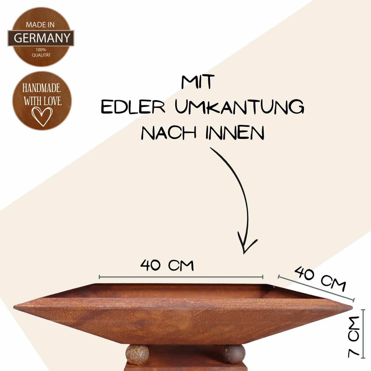 Roestmetalen zuil Carpe Diem, 100 cm