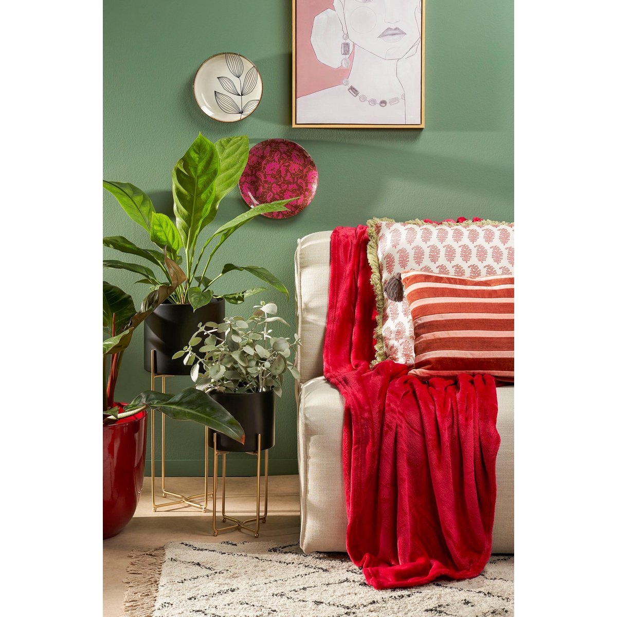 Mica Decorations Famke Plaid – Fleece Rood (130 x 180 cm)