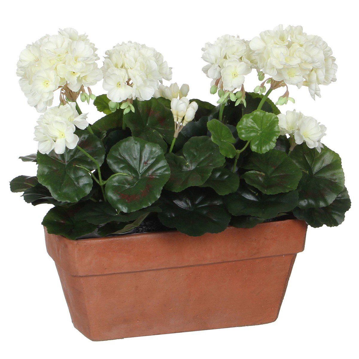 Geranium kunstplant in bloembak, 29 × 13 × 40 cm