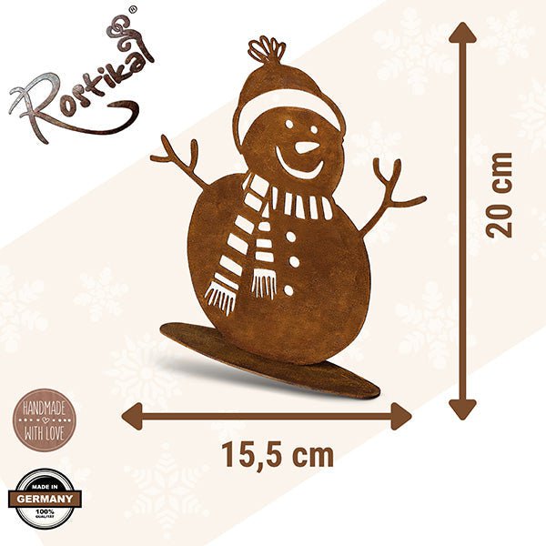 Sneeuwpop Norbert van roestmetaal, 10, 15 of 20 cm