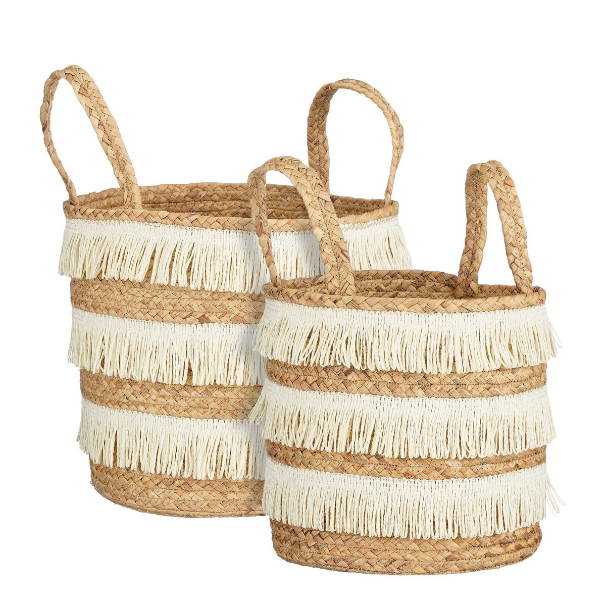 Mica Decorations Opbergmanden – Set van 2 Naturel met Franjes