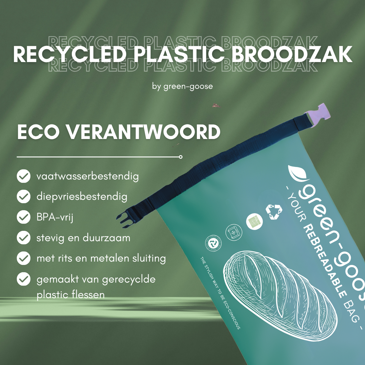 Herbruikbare broodzak XL van gerecycled rPET, 28 x 42 cm