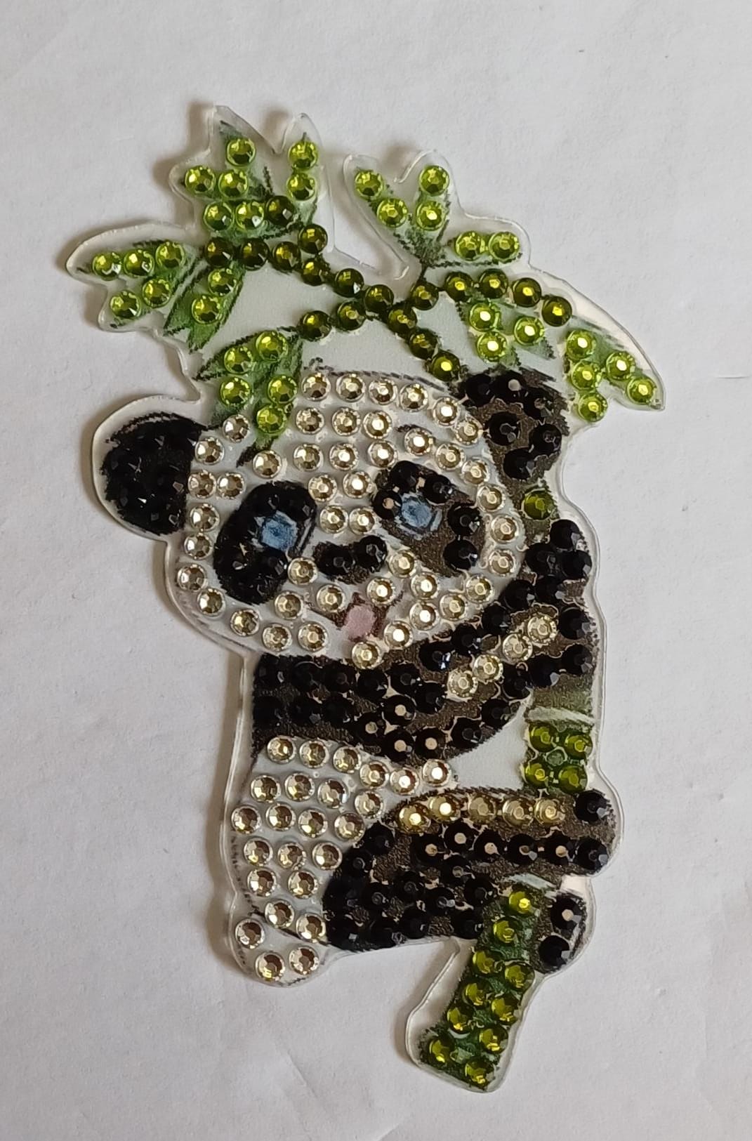 Panda koelkast-/decoratiemagneet met strass steentjes, 6 × 9 cm