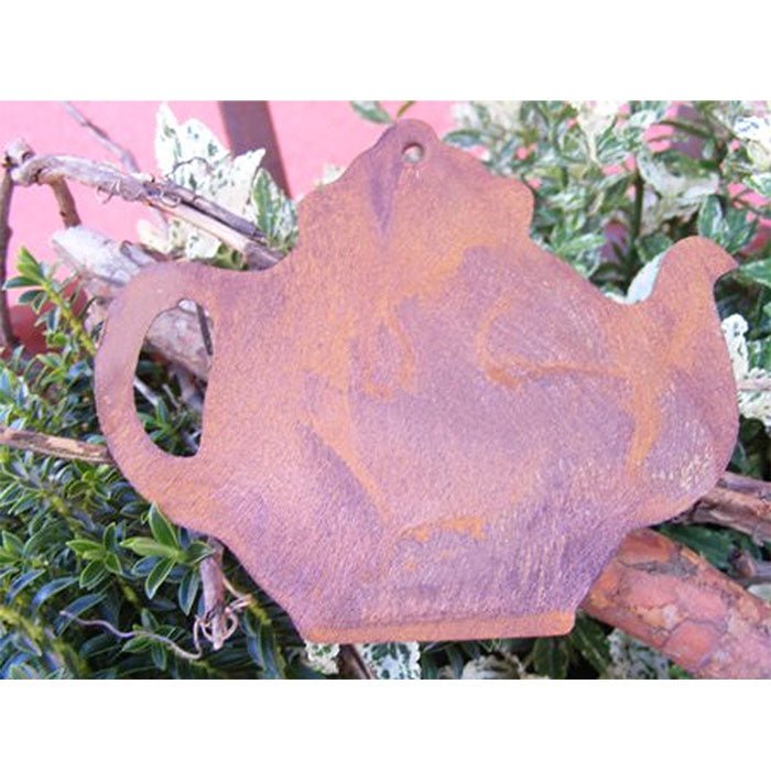 Koffiepot/theepot van roestmetaal, 10 × 12 cm