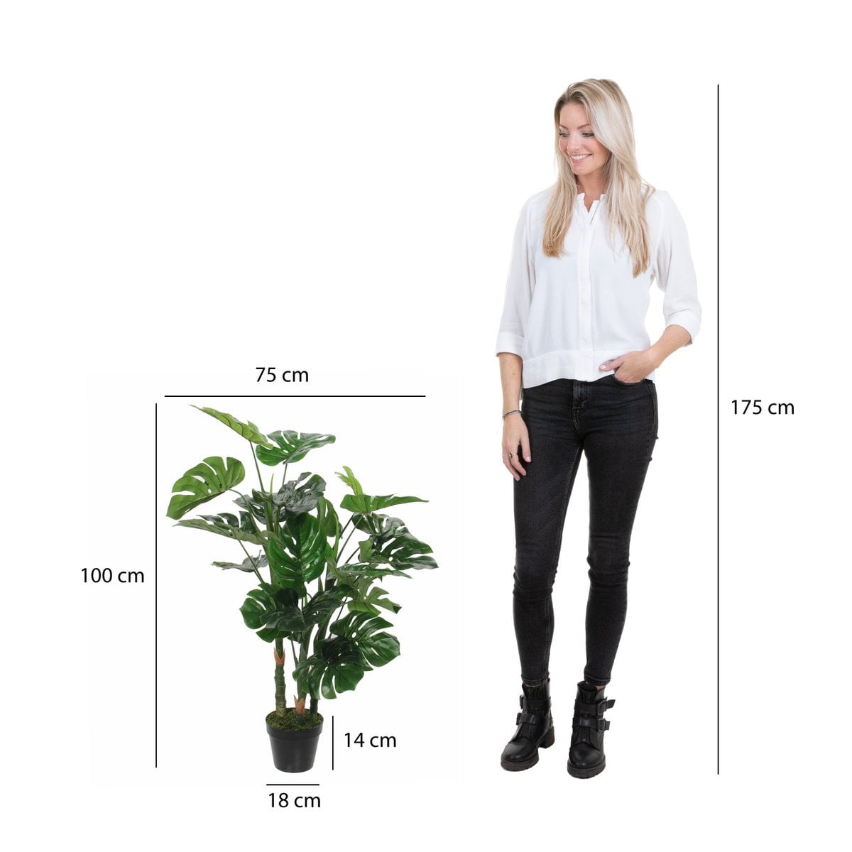 Monstera kunstplant, 100 cm