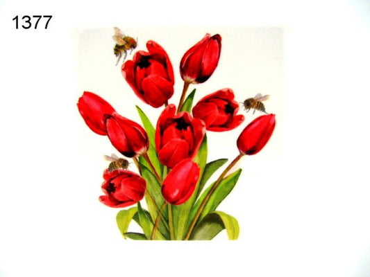 Bee-tanical bij tulp onderzetter, per stuk