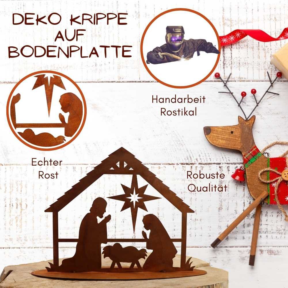 Roestmetalen Kerststal, 2 uitvoeringen