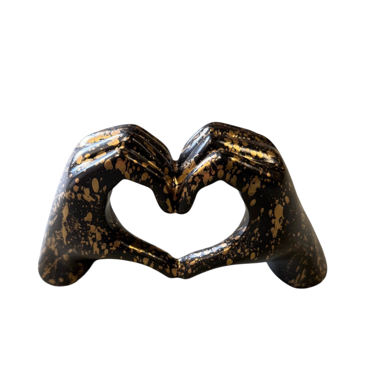 Handen in hartvorm, zwart met goud, 23 × 17 × 23 cm