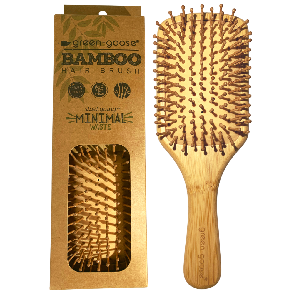 Bamboe haarborstel XL, antistatische massageborstel, 25 x 10 cm